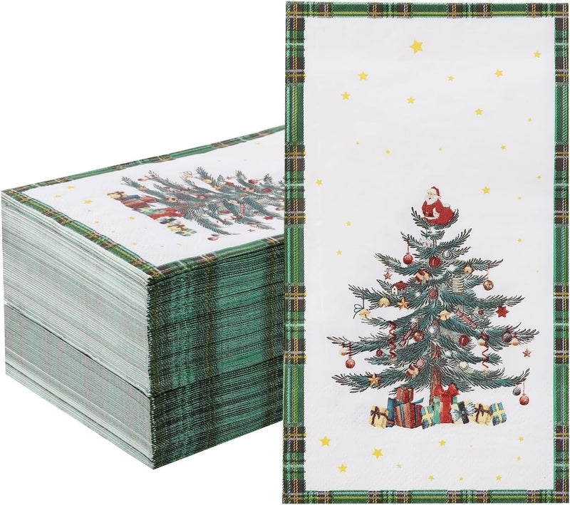 Tamone 100PCS 3-Ply Green Christmas Napkins - Christmas Tree Napkins Disposable - Premium Quality Green Dinner Napkins Soft and Absorbent - Image 1